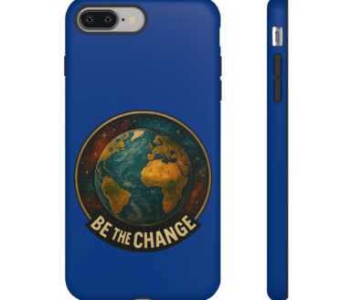 Blue Phone Case with Earth Design