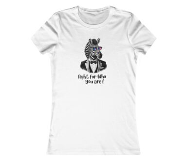 White T-Shirt with Zebra Illustration and Text