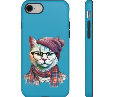 Telefoonhoesje met Kattenontwerp van Bril en Sjaal