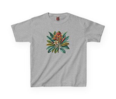 Graues T-Shirt mit botanischem Aufdruck
