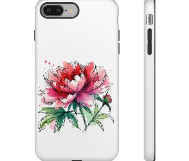 Funda de teléfono floral con ilustración de peonía