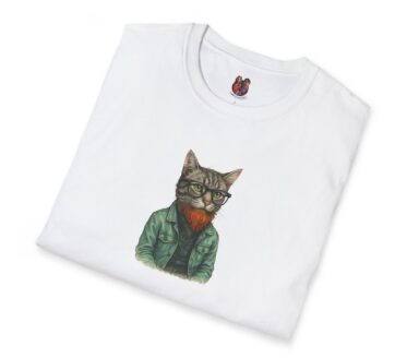 Camiseta gráfica de gato con diseño de chaqueta verde