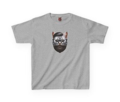 Gray T-Shirt with Cat Illustration