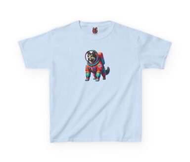 Light Blue T-Shirt with Astronaut Dog Design