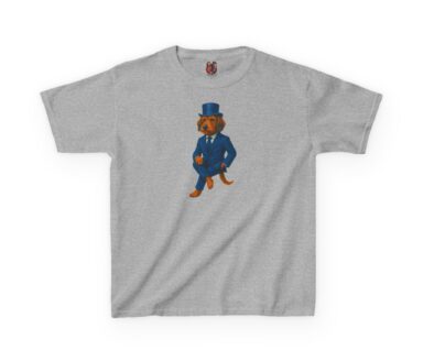 Gray T-Shirt with Dog in Suit Design