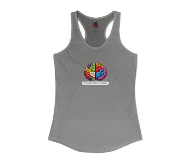 Gray Tank Top with Colorful Brain Design