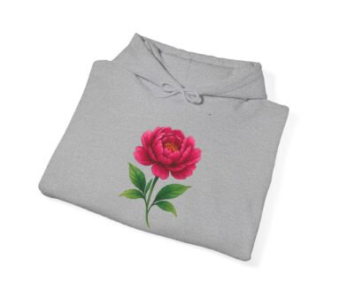 Gray Hoodie with Pink Flower Design