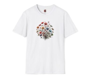 Camiseta blanca con diseño floral
