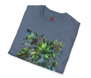 Blue T-Shirt with Leaf Design