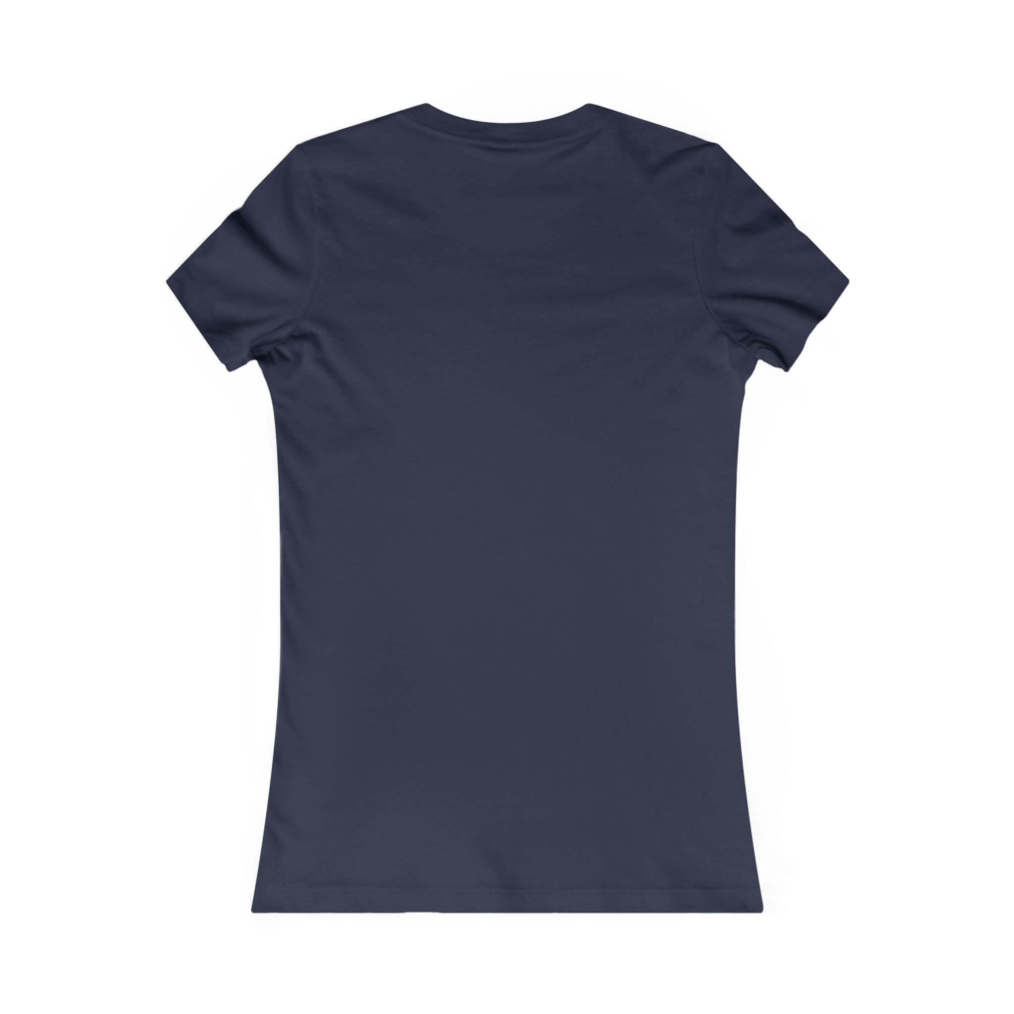 Navy blue women's t-shirt displayed from the back view, featuring a simple design without graphics.