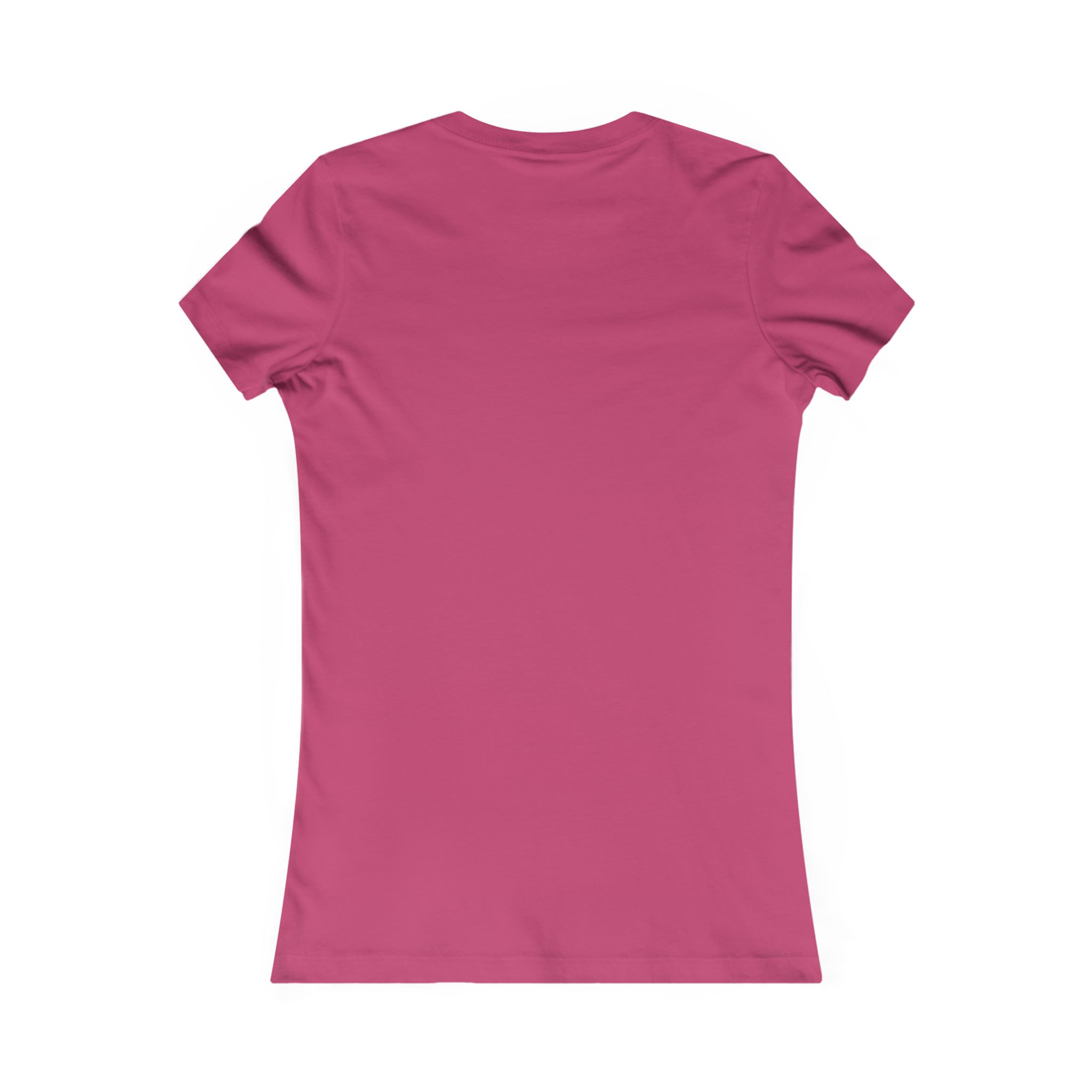 Solid pink women's t-shirt with a round neckline and short sleeves, displayed from the back.
