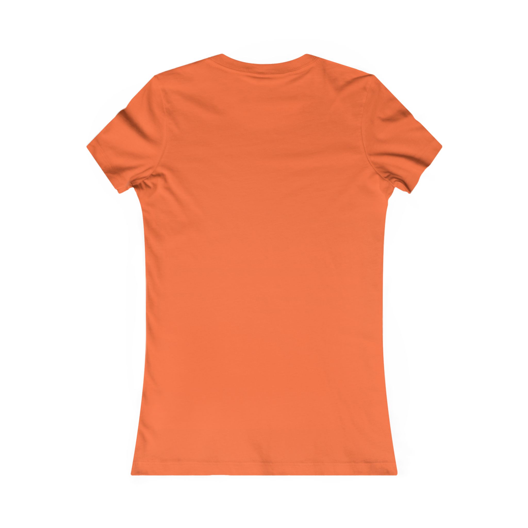 Back view of a plain orange short sleeve t-shirt displayed on a white background.