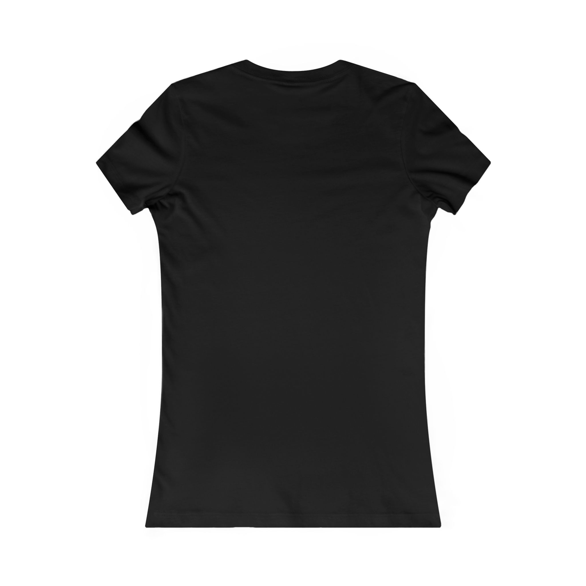 Black short sleeve t-shirt displayed on a plain background.