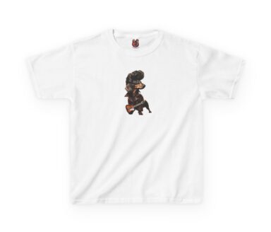 White T-Shirt with Cartoon Dog Design