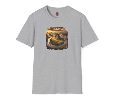 Camiseta gráfica con diseño de paisaje