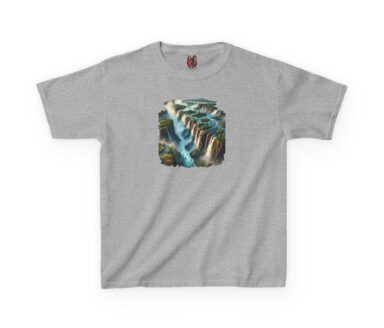 Gray T-Shirt with Waterfall Design