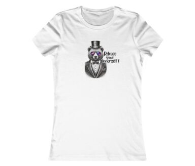 White T-Shirt with Panda Graphic and Text