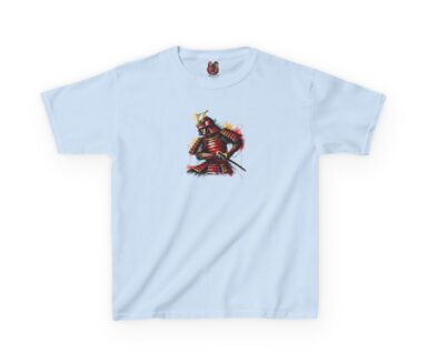 T-shirt bleu clair avec imprimé samouraï