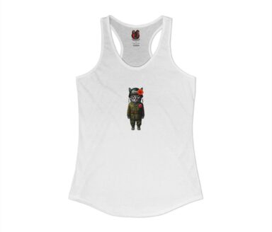 Camiseta sin mangas con un gato vestido de militar