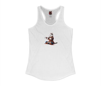 Camiseta de tirantes blanca con ilustración de gato