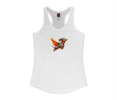 White Tank Top with Superhero Dog Design