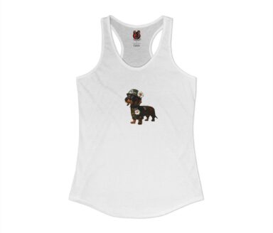Dachshund Wearing a Hat and Shirt