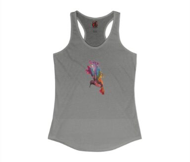 Camiseta de tirantes gris con diseño colorido
