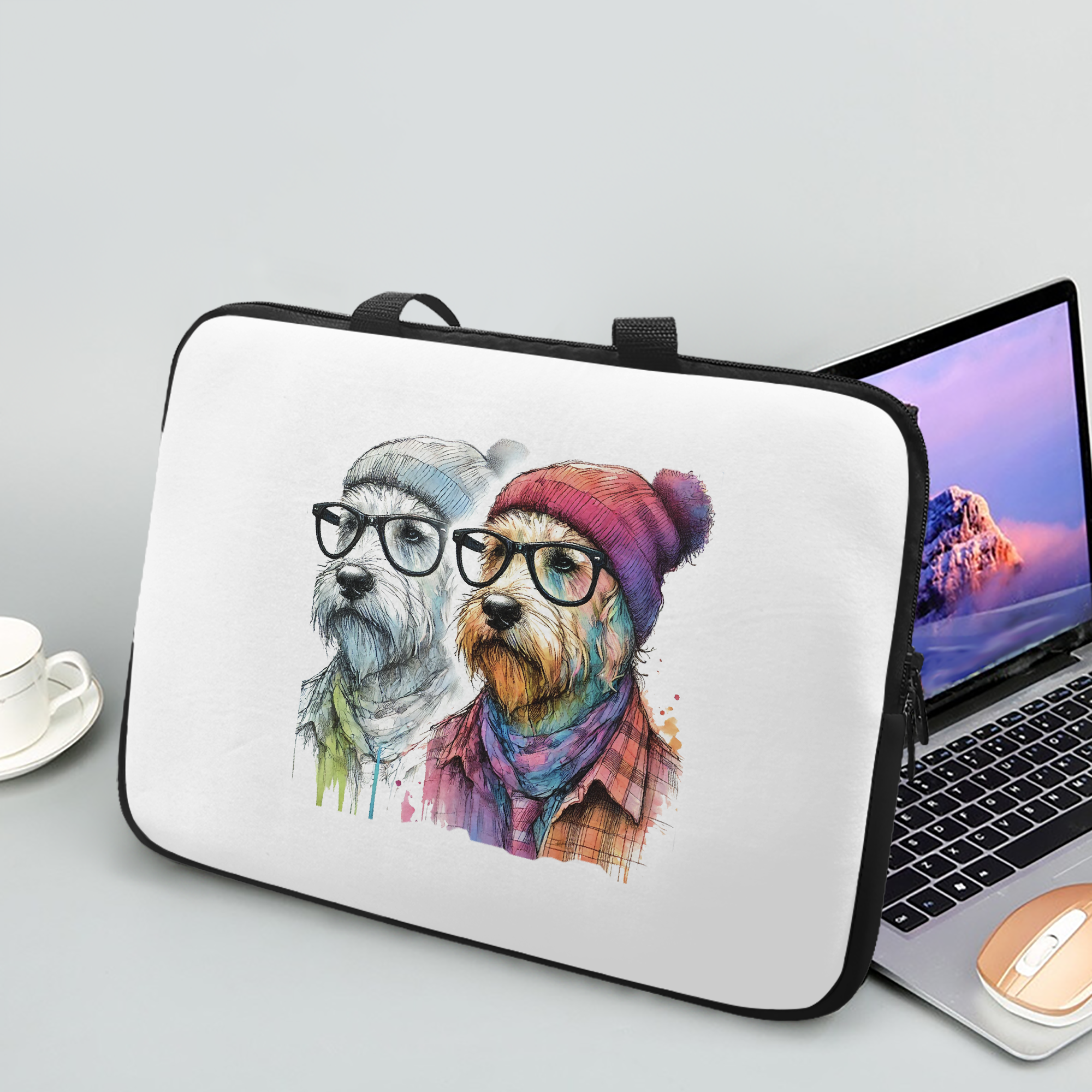 Computer sleeve Dog Boho laptop cover gift macbook lover accessory pc sleeve macbook cute – Image 3
