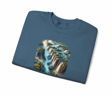 Maldives landscape print on blue Gildan 18000 sweatshirt