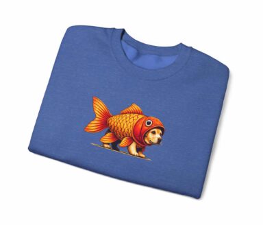Blue sweatshirt with orange dachshund costume graphic – Sausage Dog print
