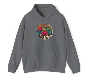 Be the Change circular lotus design on gray Spiritual Hoodie