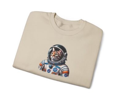 Space Cat Sweatshirt: Beige Cat Astronaut Graphic