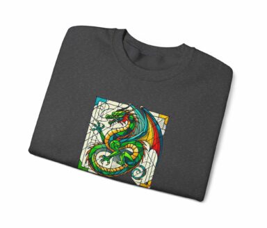 Dragon Medieval Dragon Sweatshirt – Colorful Fantasy Graphic on Dark Heather