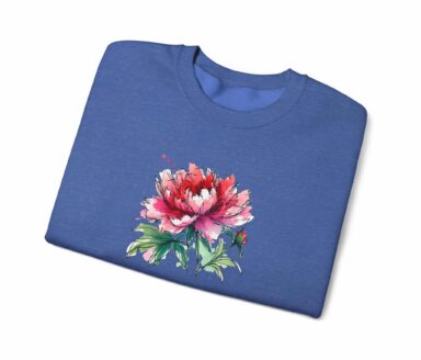 Sudadera con flores en azul – Gildan 18000 Diseño floral tropical