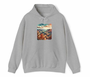Grand Canyon Landscape Hoodie Graphic on Gray Hoodie