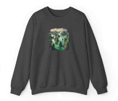 Ha Long Bay landscape print on dark gray sweatshirt
