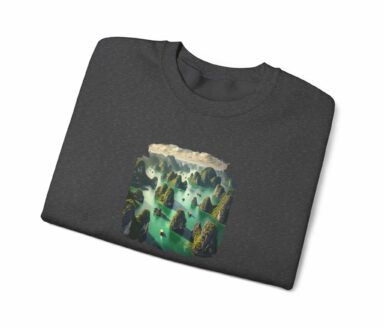 Ha Long Bay landscape print on dark gray sweatshirt